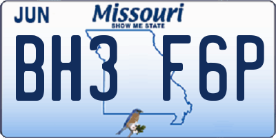 MO license plate BH3F6P