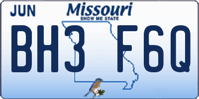 MO license plate BH3F6Q