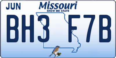 MO license plate BH3F7B