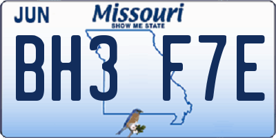 MO license plate BH3F7E