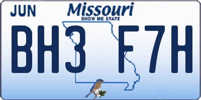 MO license plate BH3F7H