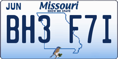 MO license plate BH3F7I