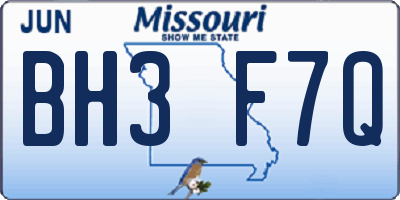 MO license plate BH3F7Q