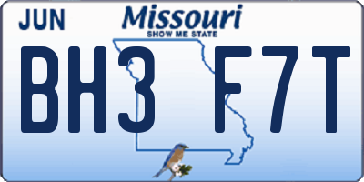 MO license plate BH3F7T