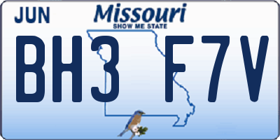 MO license plate BH3F7V