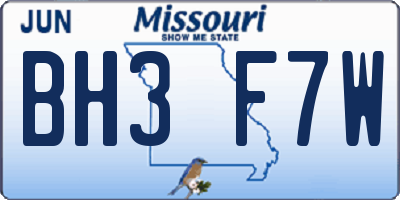 MO license plate BH3F7W