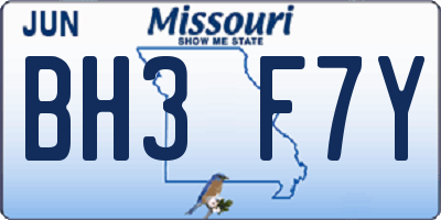 MO license plate BH3F7Y