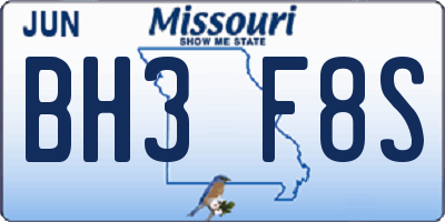 MO license plate BH3F8S