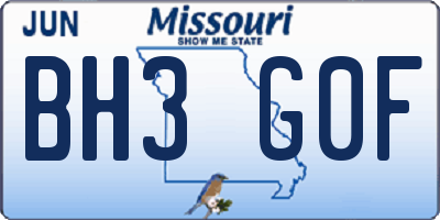 MO license plate BH3G0F