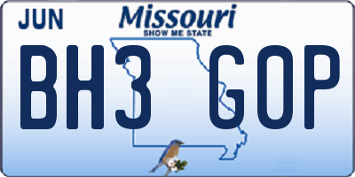 MO license plate BH3G0P