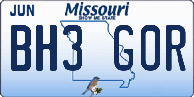MO license plate BH3G0R
