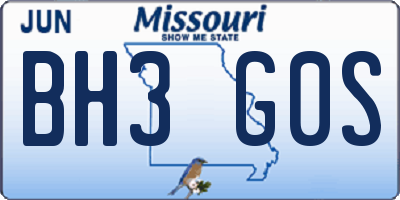 MO license plate BH3G0S
