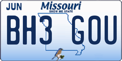 MO license plate BH3G0U