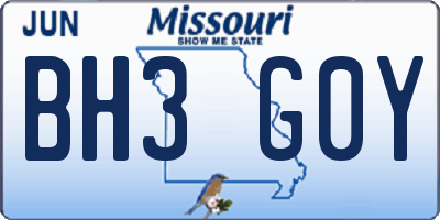 MO license plate BH3G0Y