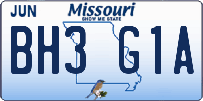 MO license plate BH3G1A