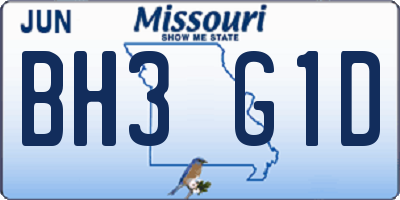 MO license plate BH3G1D
