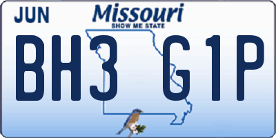 MO license plate BH3G1P