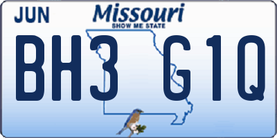 MO license plate BH3G1Q