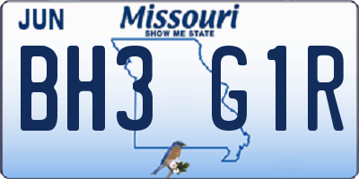 MO license plate BH3G1R