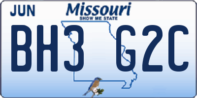 MO license plate BH3G2C