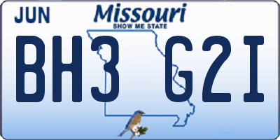 MO license plate BH3G2I