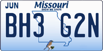 MO license plate BH3G2N
