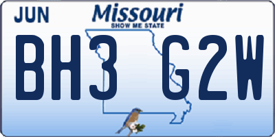 MO license plate BH3G2W