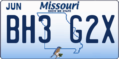 MO license plate BH3G2X