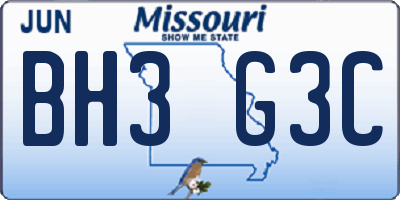 MO license plate BH3G3C