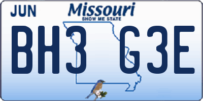 MO license plate BH3G3E