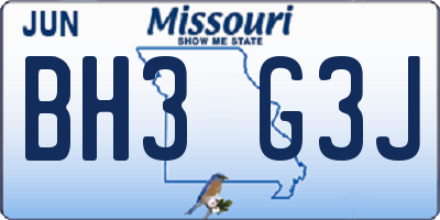 MO license plate BH3G3J