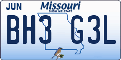 MO license plate BH3G3L