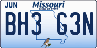 MO license plate BH3G3N