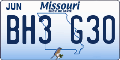 MO license plate BH3G3O