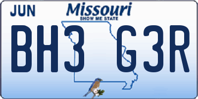 MO license plate BH3G3R