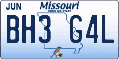 MO license plate BH3G4L
