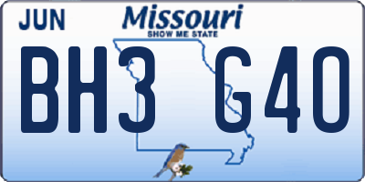 MO license plate BH3G4O