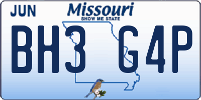 MO license plate BH3G4P
