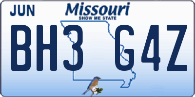 MO license plate BH3G4Z