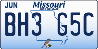 MO license plate BH3G5C