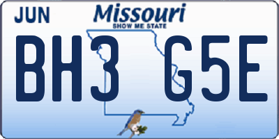 MO license plate BH3G5E