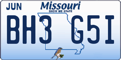 MO license plate BH3G5I