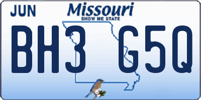 MO license plate BH3G5Q