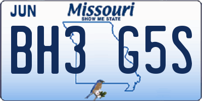 MO license plate BH3G5S
