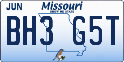 MO license plate BH3G5T