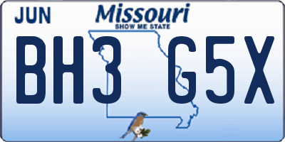 MO license plate BH3G5X