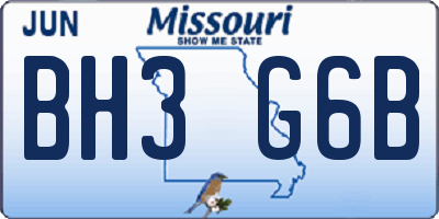 MO license plate BH3G6B