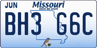 MO license plate BH3G6C