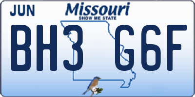 MO license plate BH3G6F