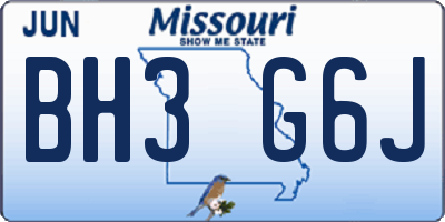 MO license plate BH3G6J